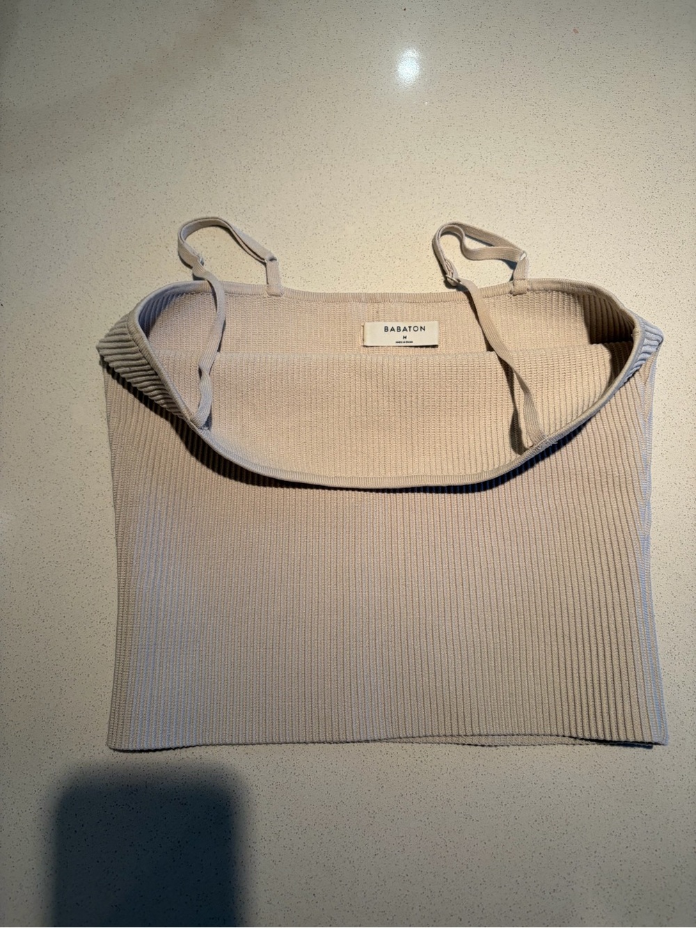 Babaton Cream Ribbed Spaghetti Strap Tank - Picture 3 of 4